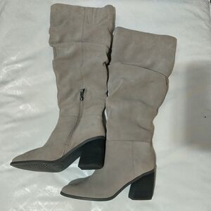 Michael Shannon Gray Over the Knee Boots with Sleek Design